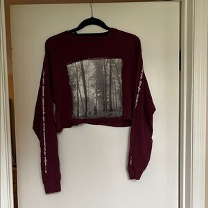 Taylor Swift Folklore Maroon Long Sleeve Crop Top